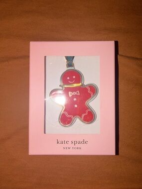 kate spade Red Gingerbread Ornament with Pink Box
